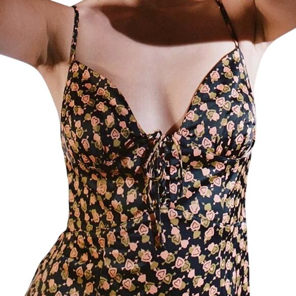 Urban Outfitters Mariah Lace-Up Midi Slip Dress Size X-Small - Picture 5 of 8